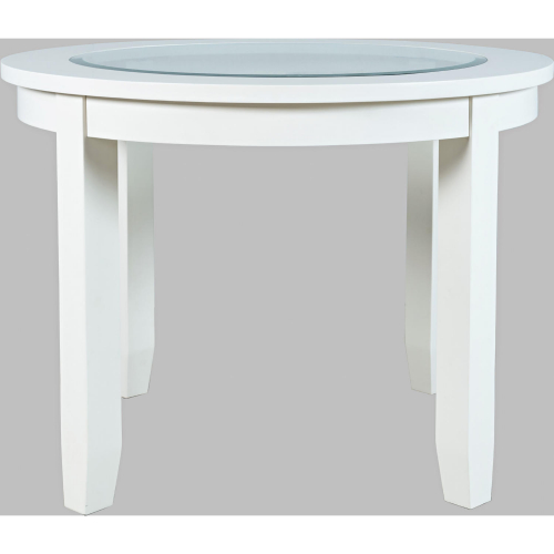 Urban Icon 42" Round Dining Table in White with Glass Inlay